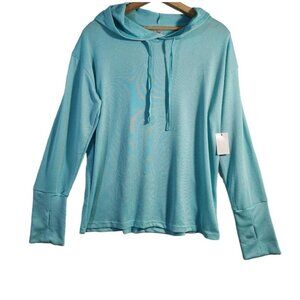 West Loop XL Womens Knit Pullover Hoodie Sweater Long Sleeve Mint Blue Green New